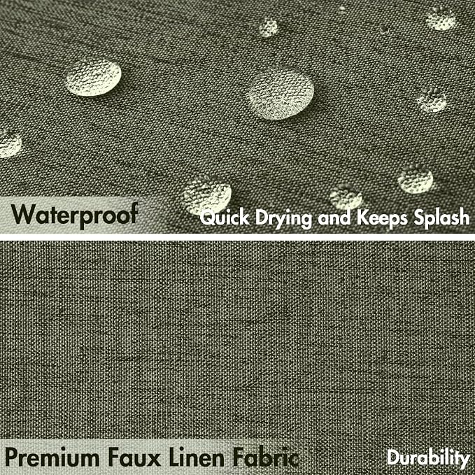 MIULEE 72"x84" Extra Long Scalloped Linen Shower Curtain Olive Green | Linen Textured, Waterproof, Washable, 12 Metal Hooks, Heavy Duty Cloth, Black Border, Shower Curtain for Bathroom Bathtub