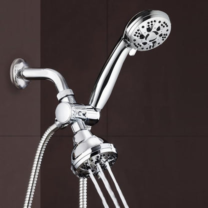 AquaDance Total Chrome High Pressure 3-way 48-setting Rain – Handheld Shower Head Combo – Angle Adjustable, Anti-Clog Jets, Tool-Free Installation - USA Standard Certified – Top U.S. Brand | Enjoy Two 6-Setting Rain & Hand Showerheads Separately or Tog...