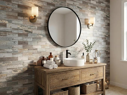 Yipscazo Peel and Stick backsplash 3 x 6 Inches 3D PVC Composite Wall Tile Stick on Backsplash Tile for Kitchen Bathroom, Laundry Room, Fireplace(Wood, 100 Pieces)
