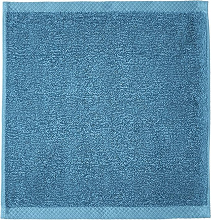 Amazon Basics Soft Cotton Washcloths, Quick-Dry, 12" x 12", 12-Pack, Lake Blue