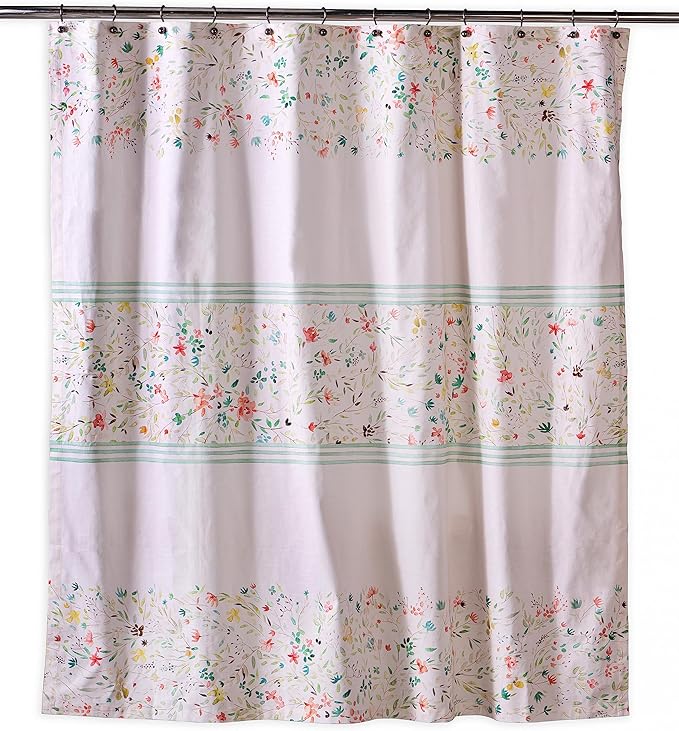 Maison d' Hermine Shower Curtain 100% Cotton One Panel 70"x72" Washable Fabric Shower Curtains for Bathroom, Easy Hanging with 12 Button Holes - Home Hotel Spa Easter Gifts (Colmar)