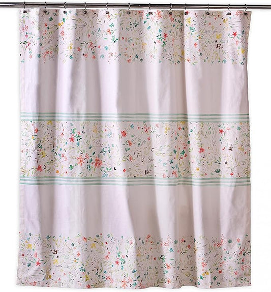 Maison d' Hermine Shower Curtain 100% Cotton One Panel 70"x72" Washable Fabric Shower Curtains for Bathroom, Easy Hanging with 12 Button Holes - Home Hotel Spa Easter Gifts (Colmar)