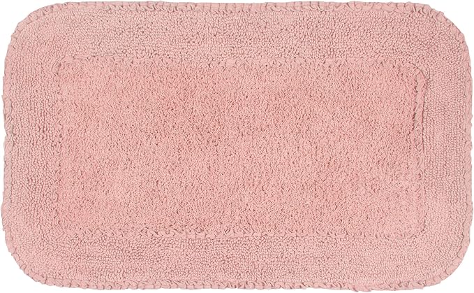 Home Weavers Radiant Collection 100% Cotton Bathroom Rugs Set, Machine Washable Rug, Extra Soft and Absorbent Bath Rug, Kitchen Mat, Bath Mat Set, Bath Floor Mat Non Slip, 21"x34" Rectangle, Pink