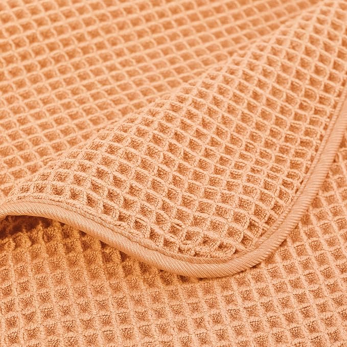 POLYTE 430 GSM Poly Blend Microfiber Quick Dry Waffle Bath Towel, 30x60 in | 4 Pack, Oversize, Lint Free, Body Towel