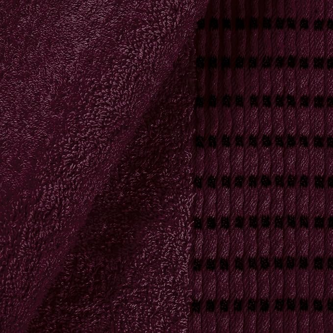 Ultra Soft 6 Pack Cotton Towel Set, Contains 2 Bath Towels 28x55 inch, 2 Hand Towels 16x24 inch & 2 Wash Coths 12x12 inch, Ideal Everyday use, Compact & Lightweight - Burgundy