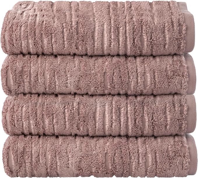 SKL Home CloudSoft 100% Cotton Luxury 4-Piece Bath Towel Set, Clay | Premium spa-level quality. 600 GSM weight. Ultra plush & absorbent.