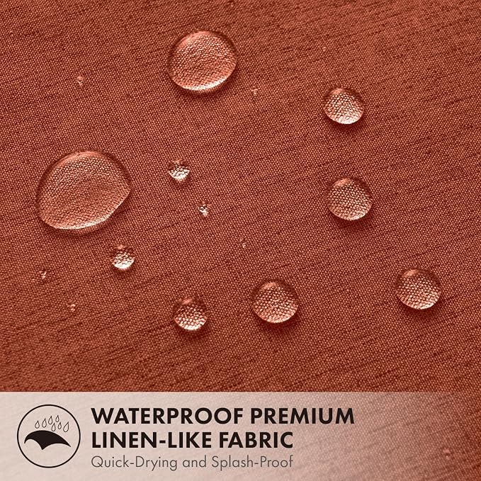 ANRODUO Burnt Orange Scalloped Linen Textured Shower Curtain, W72 x L84 | Boho Farmhouse Shower Curtain with 12 Metal Hooks, Machine Washable Waterproof Heavy Duty Fabric for Bathroom Bathtub