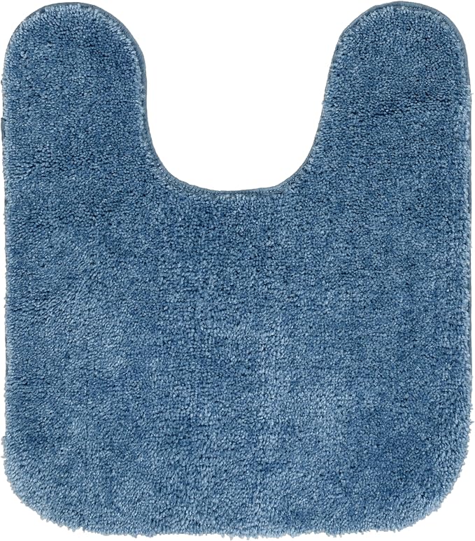 Garland Rug Traditional Nylon Washable Basin Blue 4 Piece Set - Lid, Contour, 2 Bath Rugs - Soft, Absorbent, and Stylish for Your Bathroom