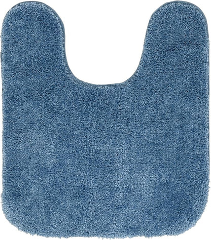 Garland Rug Traditional Nylon Washable Basin Blue 4 Piece Set - Lid, Contour, 2 Bath Rugs - Soft, Absorbent, and Stylish for Your Bathroom