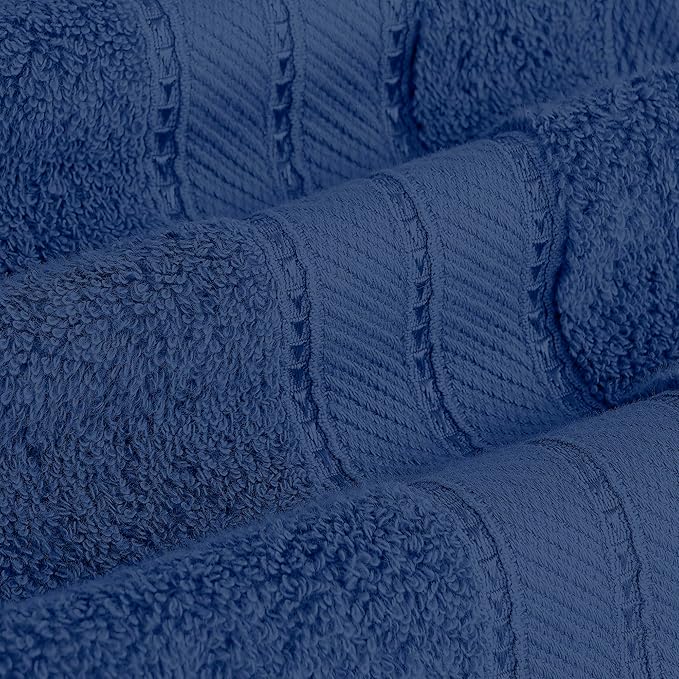 Modern Threads - Spun Loft 6-Piece 100% Combed Cotton Towel Set - Bath Towels, Hand Towels, & Washcloths - Super Absorbent & Quick Dry - 600 GSM - Soft & Plush, Navy