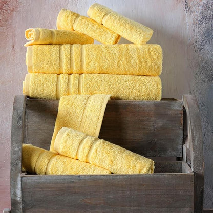 Hawmam Linen Yellow Hand Towels 4 Pack Turkish Cotton Premium Quality Soft and Absorbent Small Towels for Bathroom