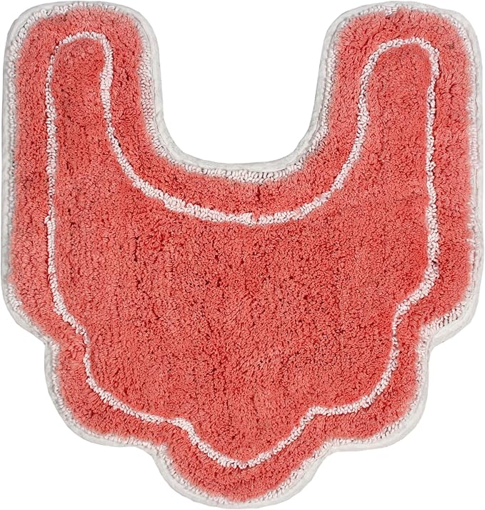 Home Weavers Allure Collection s U Shaped,Extra Thick, Non-Slip Contour Mat for Bathroom,100% Cotton Soft, Absorbent Water, Machine Washable, 20 Inch U Shaped Rug, Coral
