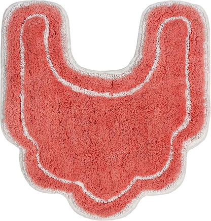 Home Weavers Allure Collection s U Shaped,Extra Thick, Non-Slip Contour Mat for Bathroom,100% Cotton Soft, Absorbent Water, Machine Washable, 20 Inch U Shaped Rug, Coral