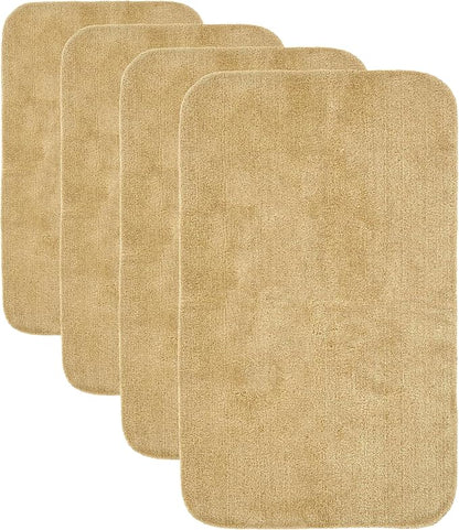 Garland Rug Traditional Plush Washable Nylon Rug, 30-Inch by 50-Inch, Linen (Pack of 4)