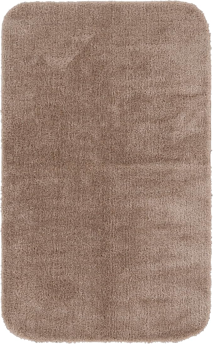 Garland Rug Traditional 30 in. x 50 in. Plush Nylon Washable Bath Rug Taupe