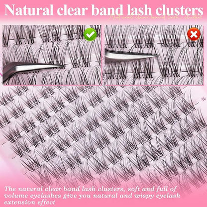 Natural Lash Clusters Wispy Eyelash Clusters DIY Lash Extension with 5-6mm Bottom Lashes 8-16mm Venus Individual Lashes Invisible Band Lash Cluster Eyelash Extensions for Natural Look by Wtvane