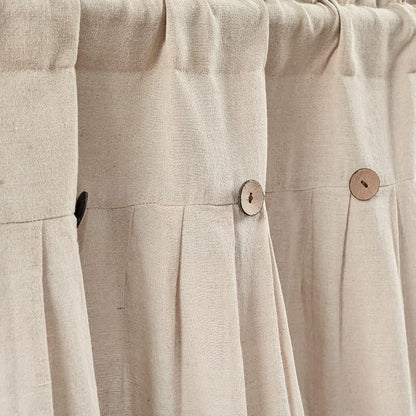 Lush Decor Linen Button Farmhouse Valance Curtians Dark Linen,Valances for Windows - Kitchen Curtains Valances - Bathroom Curtain, 52" W x 18" L (Pack of 12)