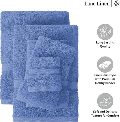 LANE LINEN Towel Set Soft Absorbent Quick Dry 100% Cotton 3 Piece - Allure | Cotton Bath Towels - Lightweight & Breathable, Fade-Resistant Color, Classic Terry Weave, Densely Woven, Coordinated Colors