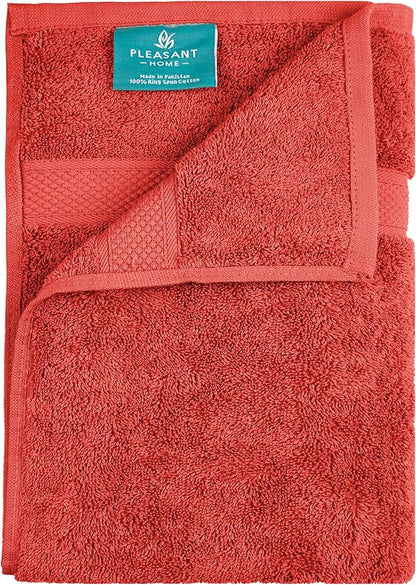 Pleasant Home Bath Towels Set of 6 (24” x 50”) 100% Cotton, 515 GSM | Lightweight, Soft & Highly Absorbent Luxury Towels for Bathroom | for Gym, Pool & Spa | 6 Pack, Red