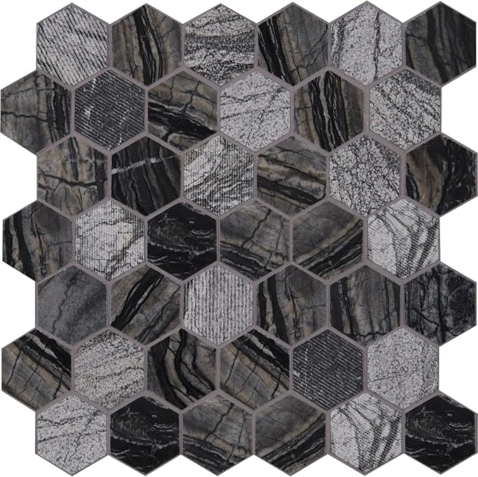 MSI Henley Hexagon Natural Marble Tile for Kitchen Backsplash, Wall Tile for Bathroom, Accent Wall Tile, and Shower Wall Tile, 11.81 in.