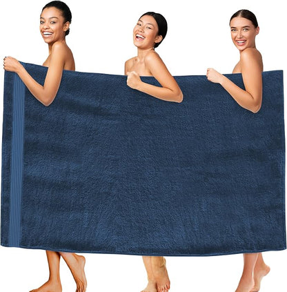 Elegant Comfort Premium Super Soft Highly Absorbent 1 Piece Oversized Bath Sheet - 40" x 80" inch, Luxurious Hotel Spa Quality 100% Turkish Cotton Extra Large Bath Towels for Adults, Navy Blue