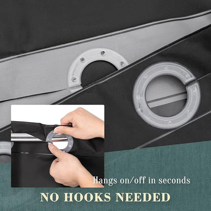 No Hook PEVA Shower Curtain or Liner, Standard Size 71 x 74, Black | 8G Heavy Duty, Black Bathroom Shower Curtain, No Hooks Required, Waterproof Plastic & PVC Free
