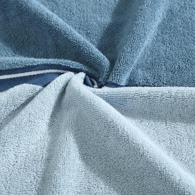 Nautica – Bathroom Towels, Soft Plush Washcloth, Bath & Hand Towel Set, Highly Absorbent Yarn Dyed Terry Cotton, Set of 6, College Dorm Room Essentials (Belle Castle Blue)