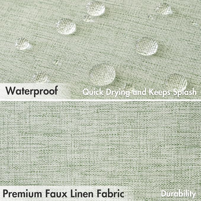 MIULEE Stall Spring Linen Shower Curtain Sage Green W36*L72 6 Metal Hooks | Small, Heavy Duty, Fabric Curtain Set, Waterproof Narrow Thick Cloth Shower Curtains, Bathroom Hotel, Washable