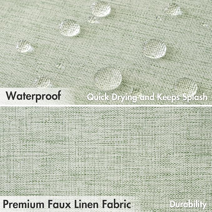 MIULEE 72 x 96 Extra Long Linen Shower Curtain Sage Green 12 Metal Hooks | Modern, Heavy Duty, Fabric Shower Curtain Set, Waterproof Thick Cloth Shower Curtains, Bathroom Hotel Bathtub, Washable