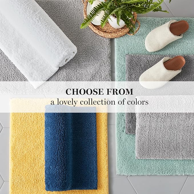 MARTHA STEWART Drylon Microfiber Bath Rug - 1 Piece, Ultra Soft Plush, Non-Slip, Thick, Washable Bathroom Rugs, Home Decor Accessories, Household Essentials, Small Bath Mat, 17" x 24", Dark Gray