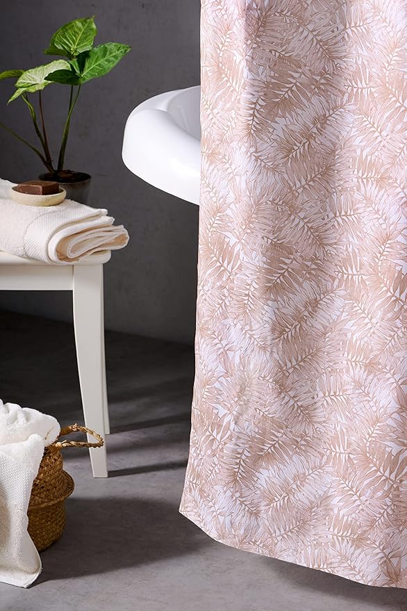 Maison d' Hermine Shower Curtain 100% Cotton One Panel 70"x72" Washable Fabric Shower Curtains for Bathroom, Easy Hanging with 12 Button Holes - Home Hotel Spa Easter Gifts (Bamako)