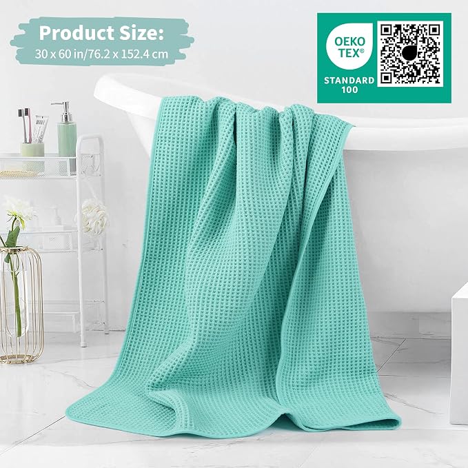MICROFI New Microfiber Waffle Bath Towels, 2 Pieces, Oversized, Soft, Absorbent, Fast Drying, Lint Free 430 GSM (30''x60''/76cm x 152cm)