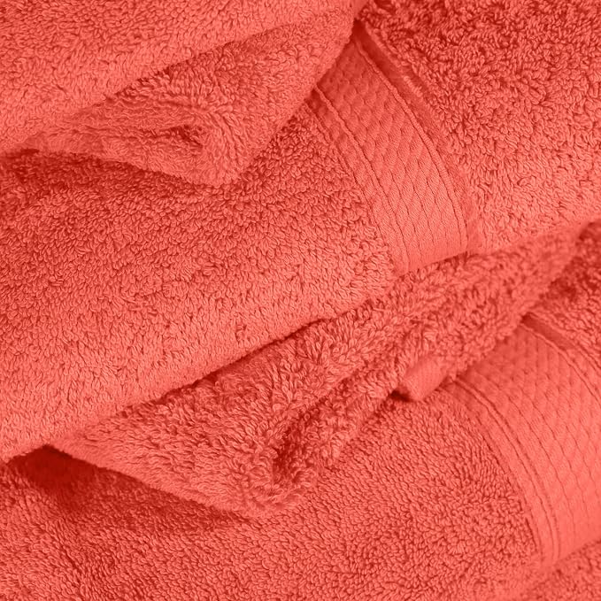 SUPERIOR Egyptian Cotton Ultra Plush & Absorbent, 6 Piece Set, Coral | Quick Dry, Soft Luxury Towel Set, Bath Essentials, Guest Bath, Spa, 2 Bath, 2 Hand, 2 Face Towels, Madeline Towels