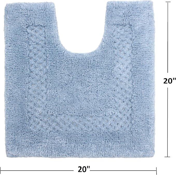 Home Weavers Classy Bathmat 100% Cotton Bathroom Rugs Set, Bathroom Décor, Washable Rug, Extra Soft and Absorbent Bath Rug, Kitchen Mat, Bath Mat Set, Bath Floor Mat Non Slip, 20"x20" Contour, Blue
