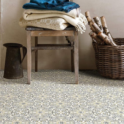 FloorPops FP2947 Antico Peel & Stick Floor Tiles, Multicolor (Pack of 6)