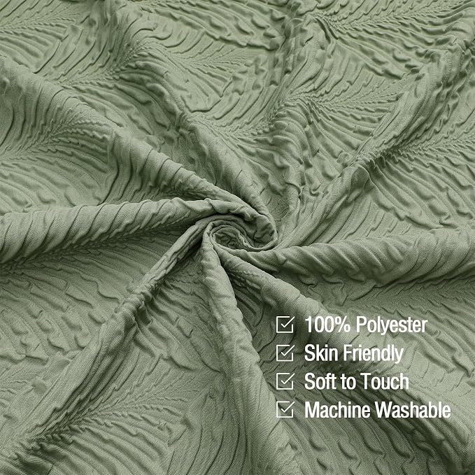 72x78 Long Shower Curtain, Sage Green 3D Embossed Half Bath Curtain | Long Sage Green Shower Curtain for Bathroom, 3D Embossed Textured Farmhouse Fabric Hotel Bathroom Decor, 72x78