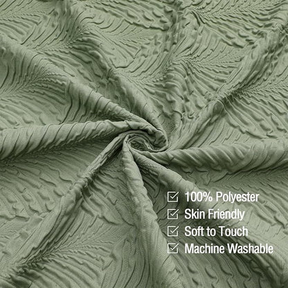 72x78 Long Shower Curtain, Sage Green 3D Embossed Half Bath Curtain | Long Sage Green Shower Curtain for Bathroom, 3D Embossed Textured Farmhouse Fabric Hotel Bathroom Decor, 72x78