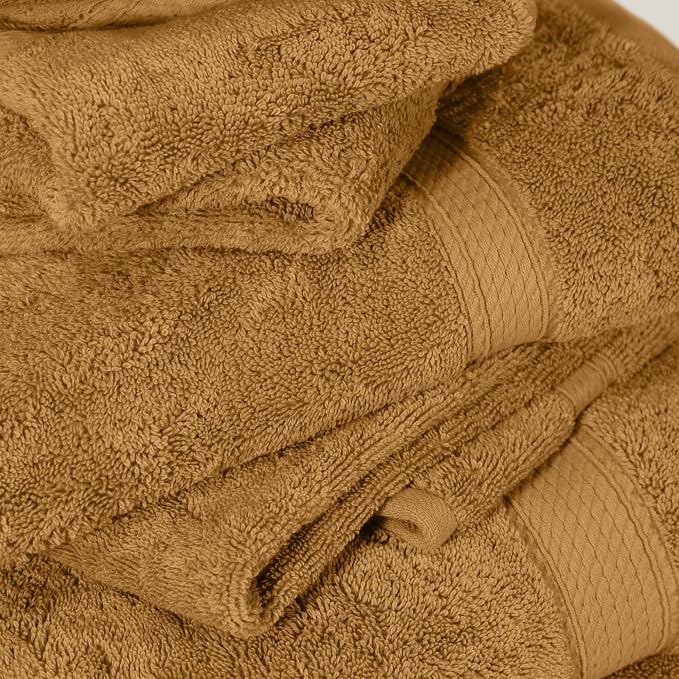 Superior Egyptian Cotton Ultra Plush & Absorbent, 10 Piece Set, Gold | Quick Dry, Soft Luxury Towel Set, Bath Essentials, Guest Bath, Spa, 2 Bath, 4 Hand, 4 Face Towels, Madeline Towels