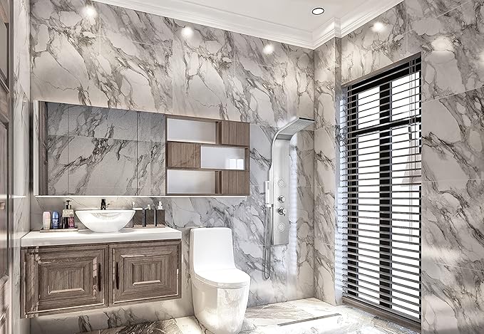 Blue Ocean 48" Stainless Steel SPS88213B Shower Panel Tower Column with Rainfall Shower Head and Handheld Shower