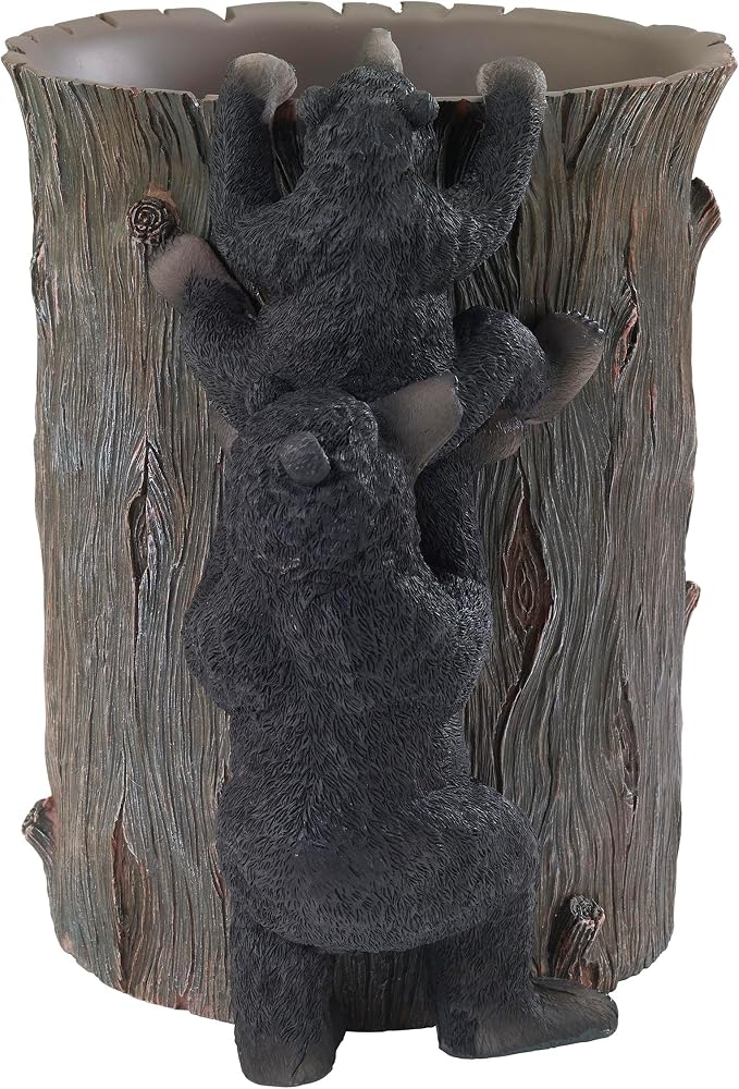 Avanti Linens - Waste Basket, Decorative Trash Can, Animal Inspired Home Decor (Black Bear Lodge Collection)