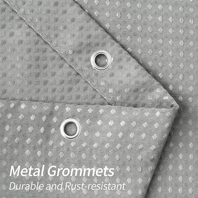 MitoVilla Grey Waffle Shower Curtain 72 x 78, Weighted Fabric Long Shower Curtain Set, Modern Farmhouse Shower Curtain for Bathroom Decor, Luxury Hotel Cloth Shower Curtains 78 inch Long