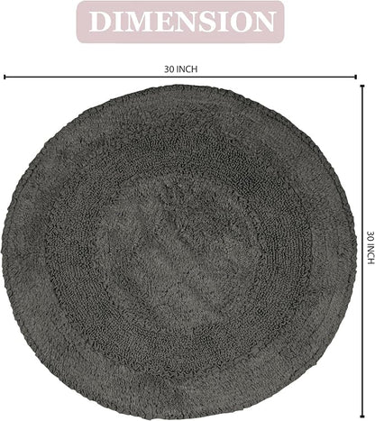 Home Weavers Radiant Collection 100% Cotton Bathroom Rugs Set, Bathroom Décor, Washable Rug, Extra Soft and Absorbent Bath Rug, Kitchen Mat, Bath Mat Set, Bath Floor Mat Non Slip, 30" Round, Gray