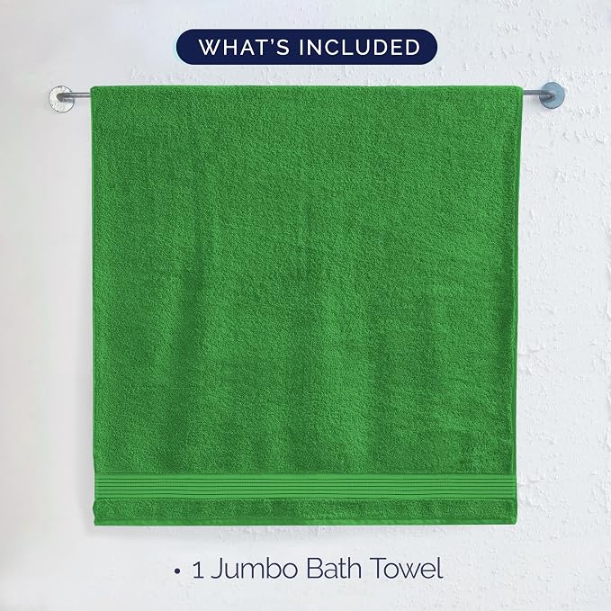 Elegant Comfort Premium Turkish Cotton 1 Piece Jumbo Bath Towel - 35 x 70 inch, Luxurious Hotel Spa Quality 100% Turkish Cotton Large Bath Towel - Highly Absorbent - Soft Bathroom Towel, Emerald Green