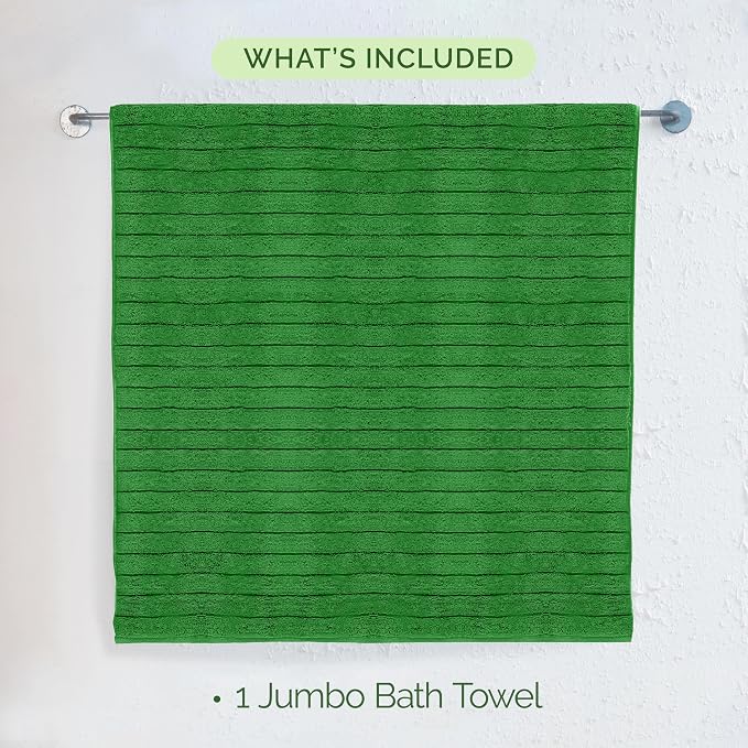 Elegant Comfort 100% Turkish Cotton Corduroy Ribbed Luxury Jumbo Bath Towel Ultra Soft - 35 x 70 Inch - Luxury Spa Premium Hotel Quality Highly Absorbent and Quick Dry Large Bath Towel, Emerald Green