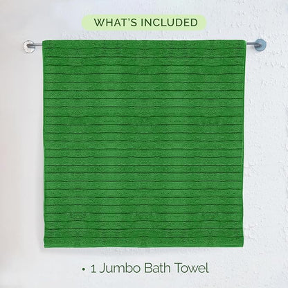 Elegant Comfort 100% Turkish Cotton Corduroy Ribbed Luxury Jumbo Bath Towel Ultra Soft - 35 x 70 Inch - Luxury Spa Premium Hotel Quality Highly Absorbent and Quick Dry Large Bath Towel, Emerald Green