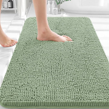 OLANLY Bathroom Rugs 36x24, Extra Soft Absorbent Chenille Bath Rugs | Sage Green, Quick-Drying Rubber Backing, Machine Washable Bath Mat for Bathroom Floor, Tub and Shower, Home Decor Accessories