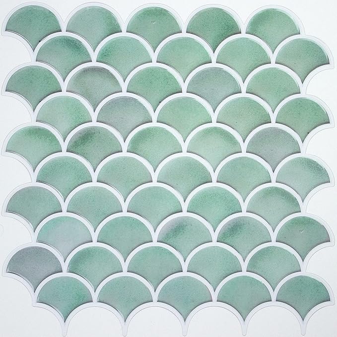 RoomMates TIL4571FLT StickTiles Aqua Scallop Peel and Stick Tile Backsplash (Pack of 8)