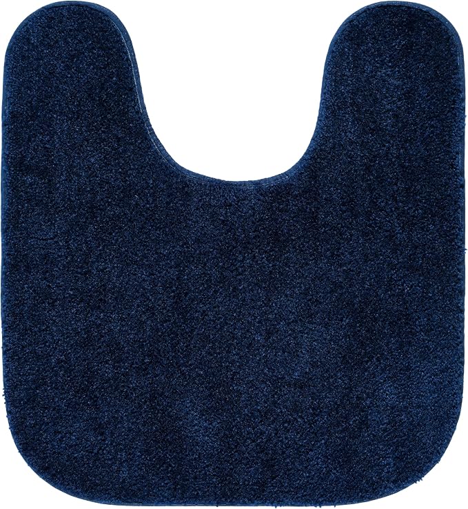 Garland Rug Traditional Nylon Washable Navy 4 Piece Set - Lid, Contour, 2 Bath Rugs - Soft, Absorbent, and Stylish for Your Bathroom
