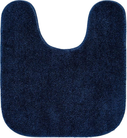 Garland Rug Traditional Nylon Washable Navy 4 Piece Set - Lid, Contour, 2 Bath Rugs - Soft, Absorbent, and Stylish for Your Bathroom