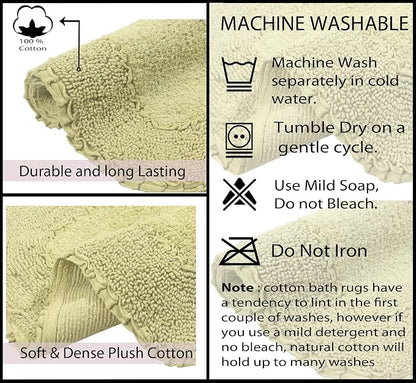 Home Weavers Radiant Collection 100% Cotton Bathroom Rugs Set, Machine Washable Rug, Extra Soft and Absorbent Bath Rug, Kitchen Mat, Bath Mat Set, Bath Floor Mat Non Slip, 24"x40" Rectangle, Green